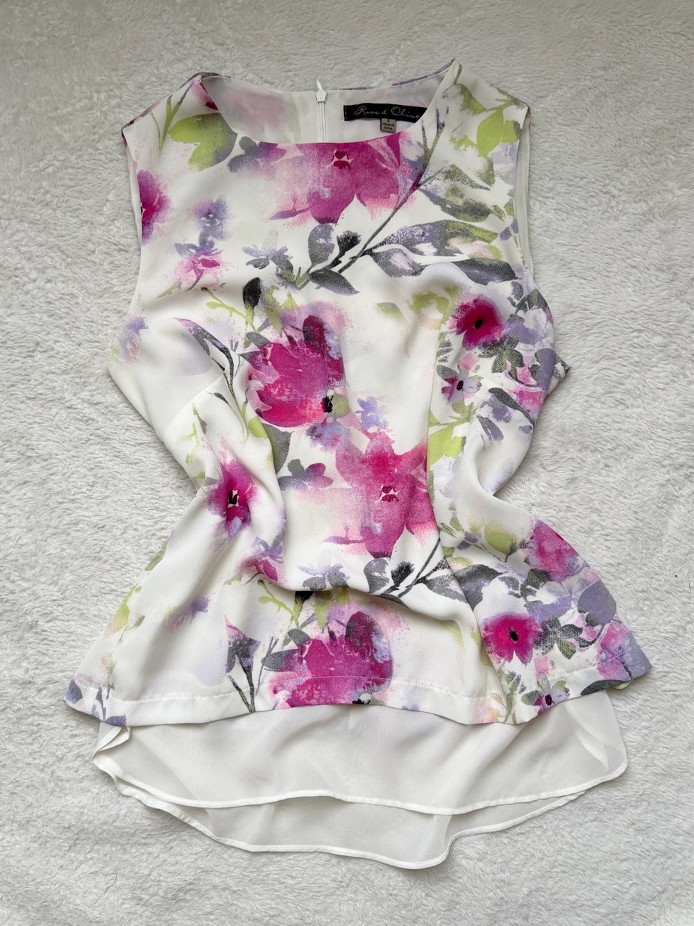 Vintage 90s Rose & Olive fairy watercolor-like floral tank top!